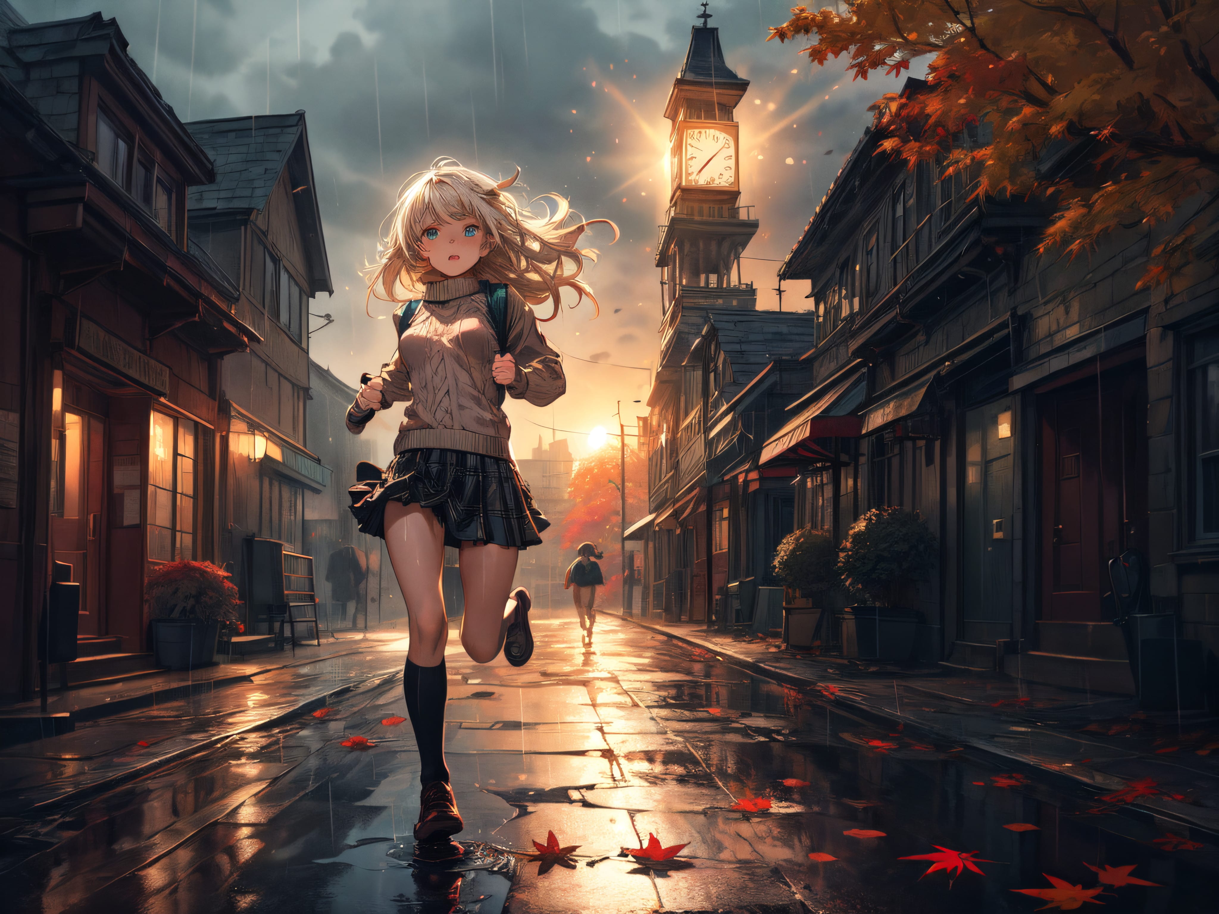 Cozy autumn cafe anime scene - Kwevo AI Art